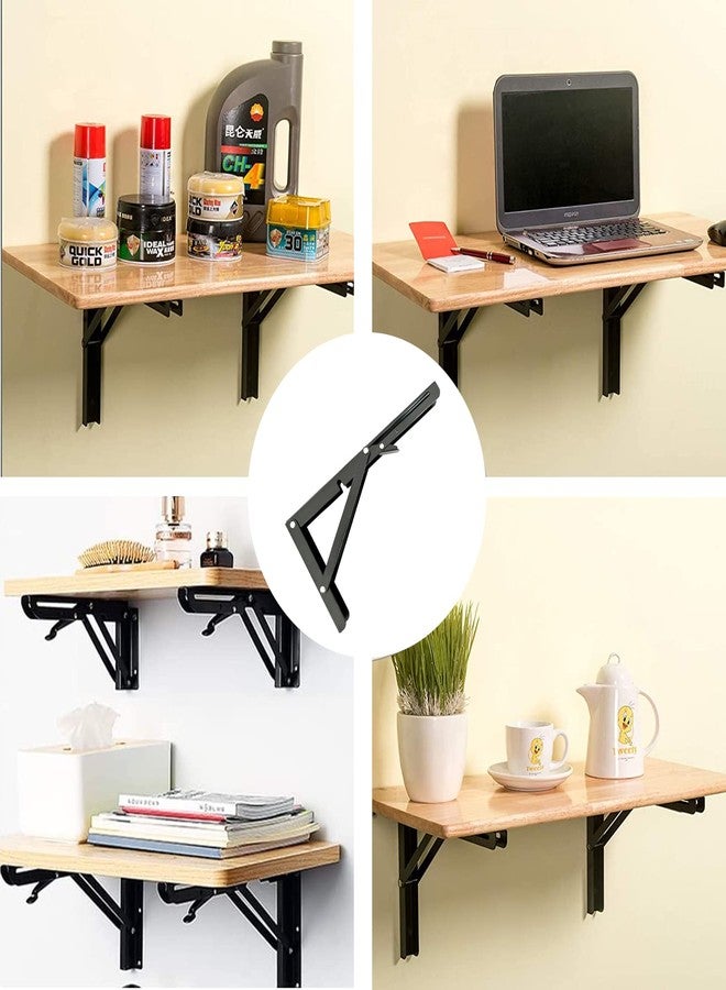 Medach Folding Wall Mounted Shelf Brackets, Heavy Duty Black Metal for Bendable Table, Space Saving (8 Inch, 6 Pcs) - Image 5